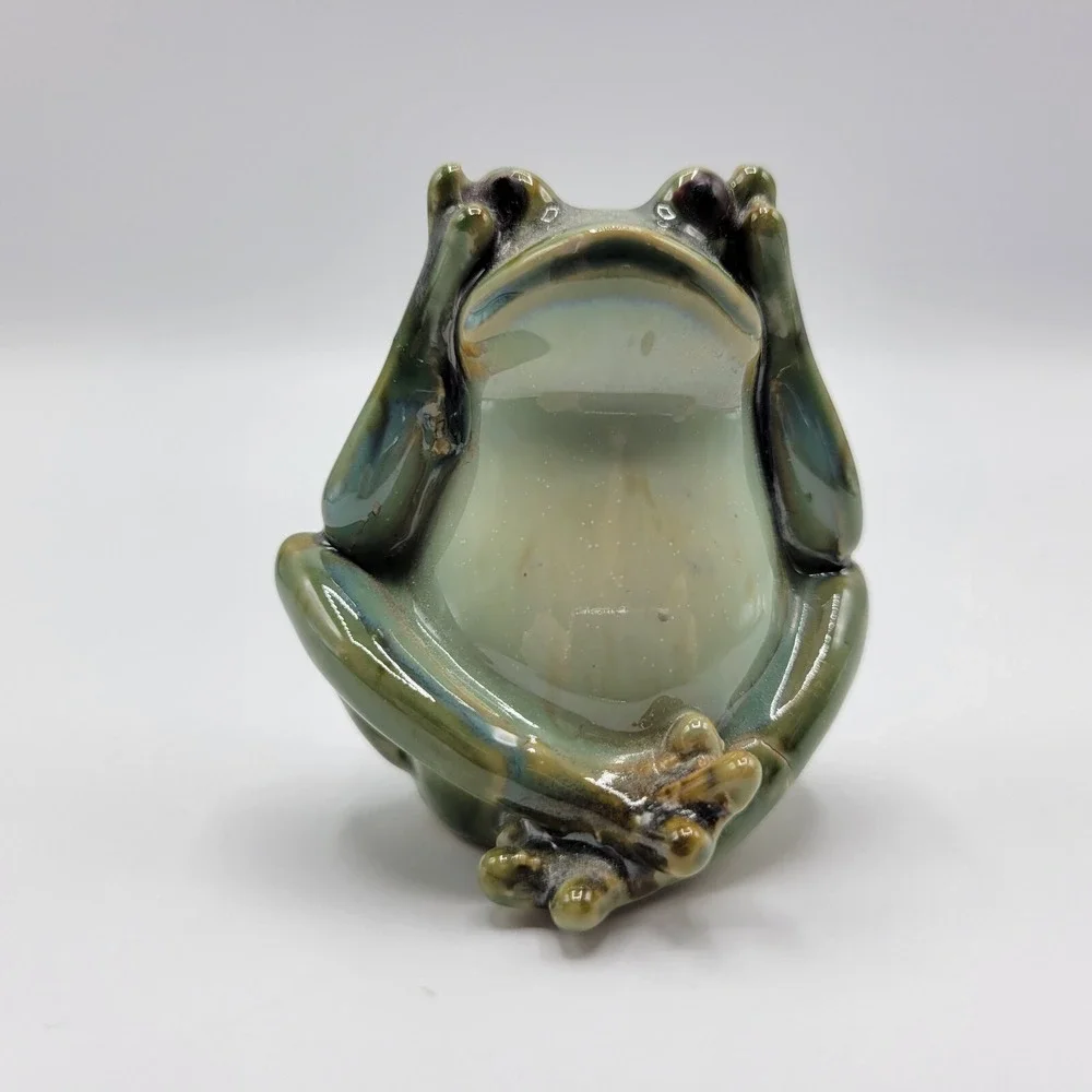 Ceramic Yoga Frog Statue Toad Gift Home Shelf Decor 2.75